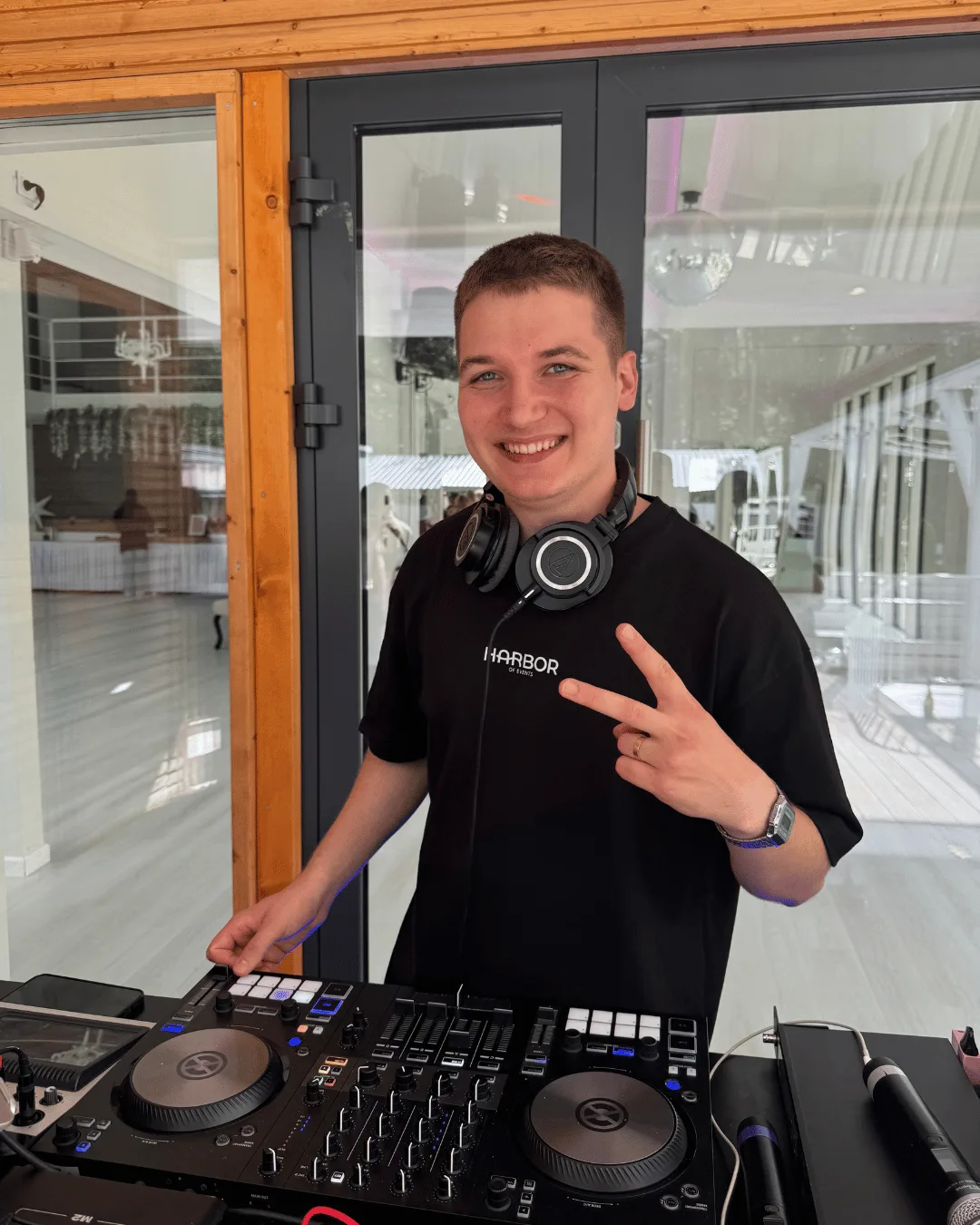 A DJ at the decks during the G.Bar corporate event