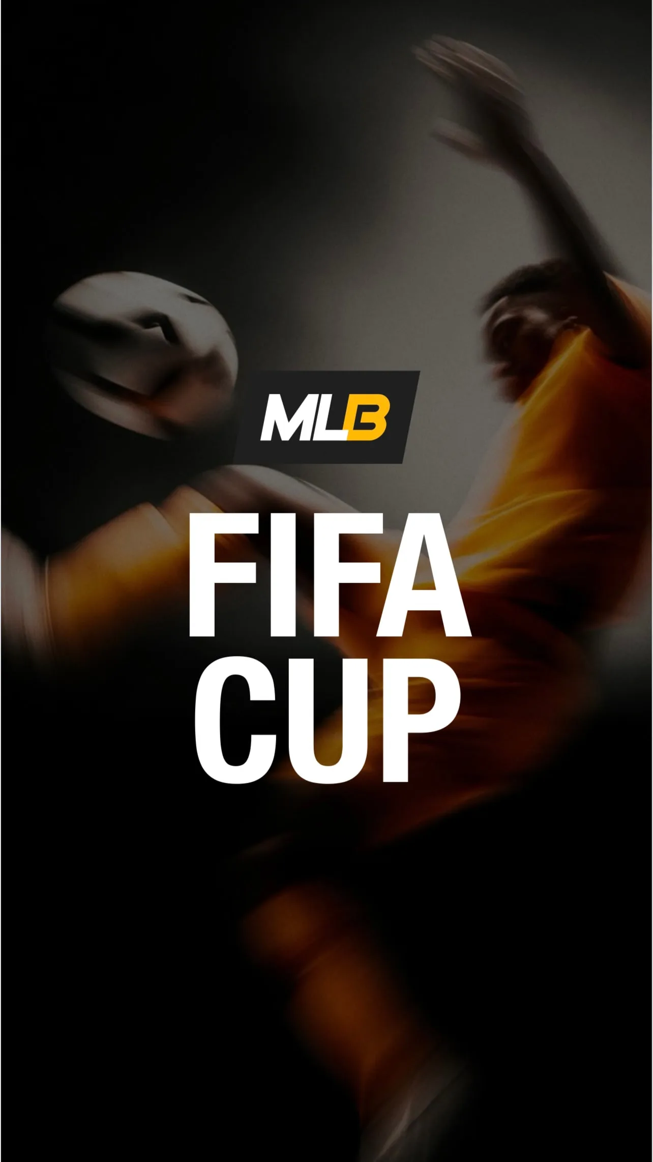 Grafika promocyjna turnieju z logo MLB i napisem FIFA CUP na tle rozmytej sylwetki piłkarza